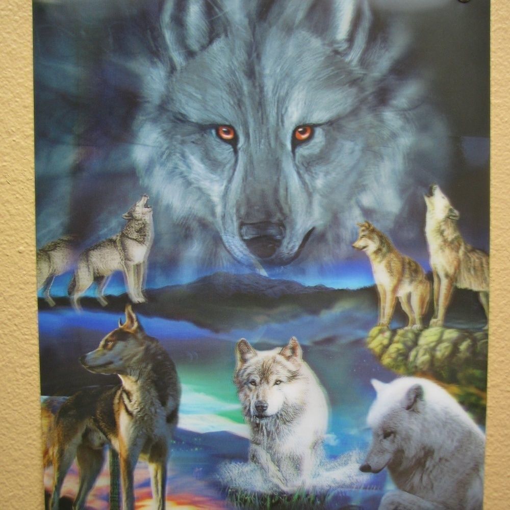 3-D Holographic Image - Hologram Wolves
